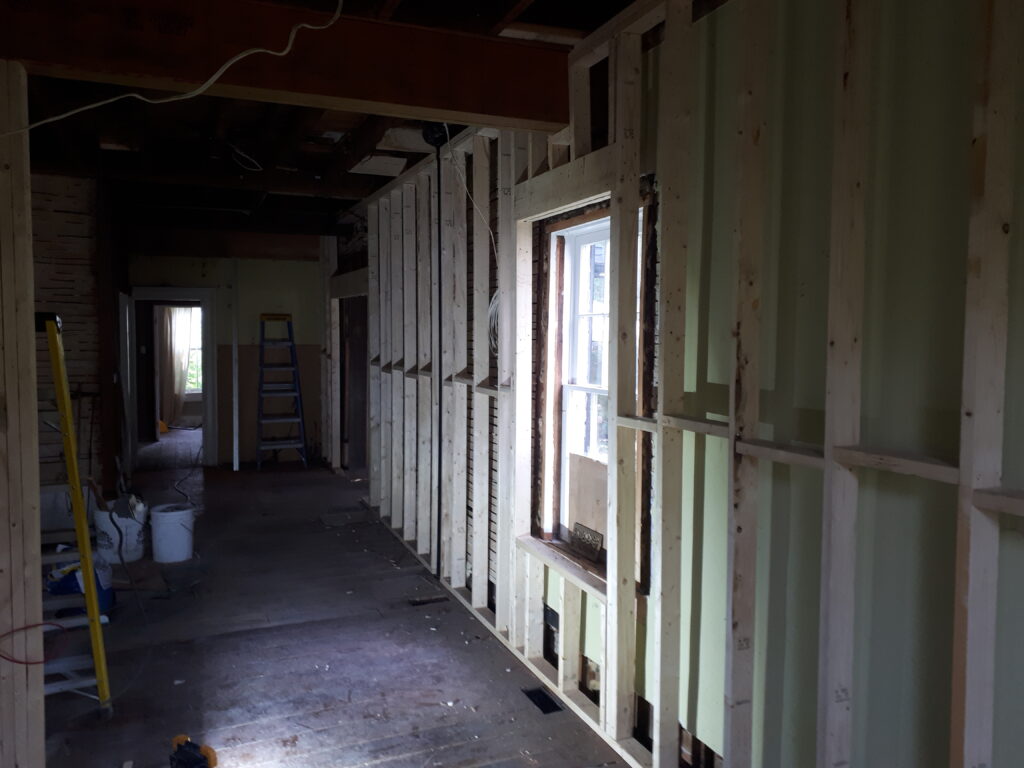 farming a kitchen wall for cabinet installation