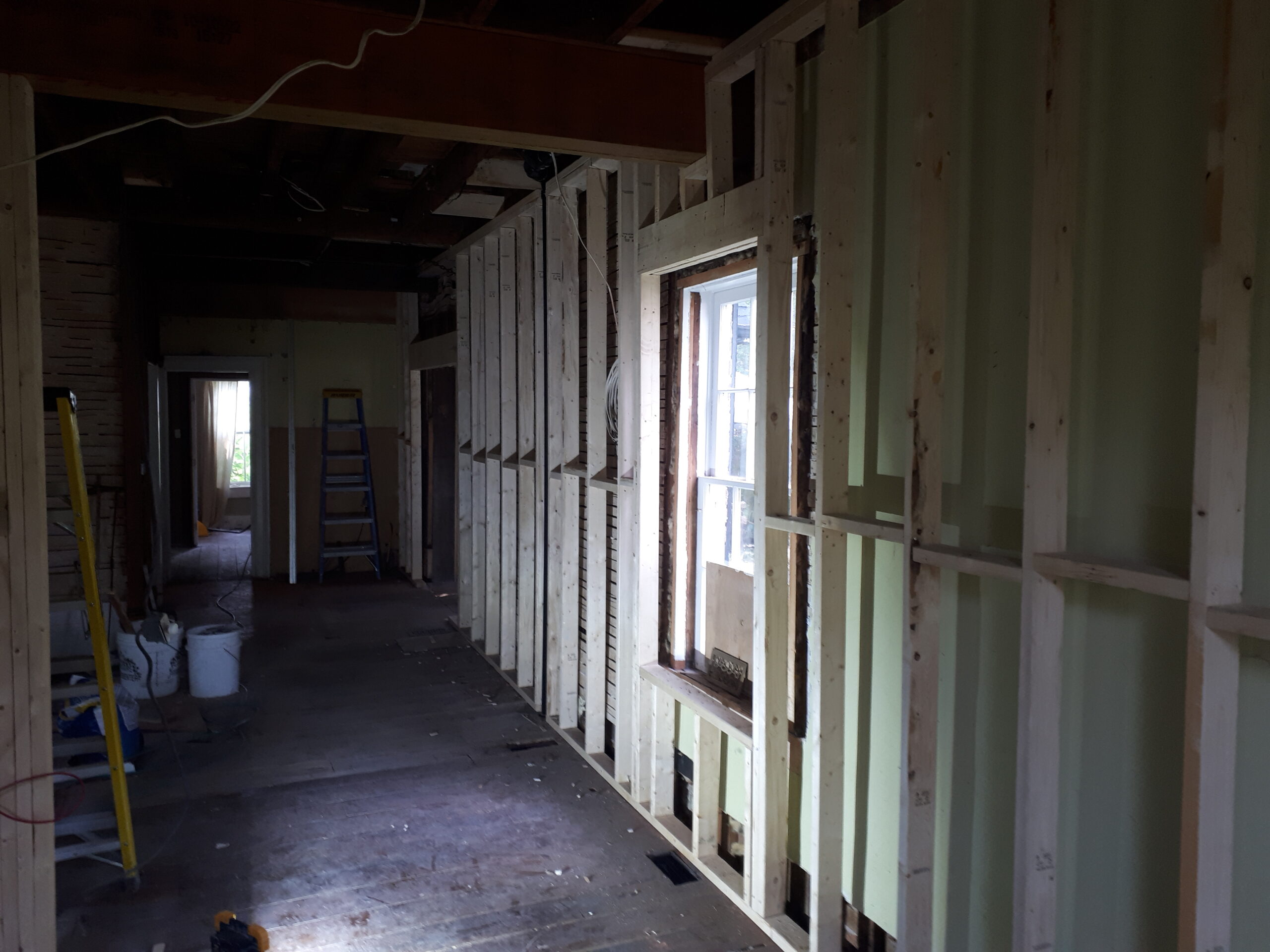 farming a kitchen wall for cabinet installation