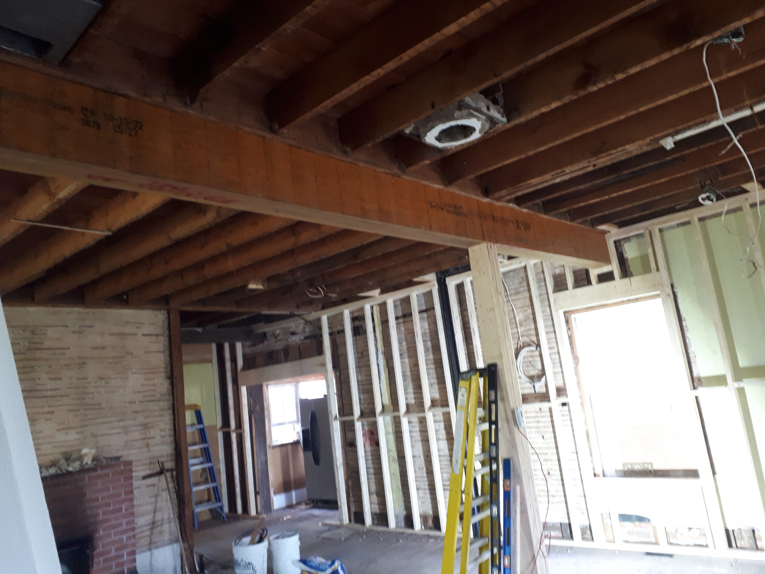 Open concept construction renovation LVL installation Georgetown Ontario